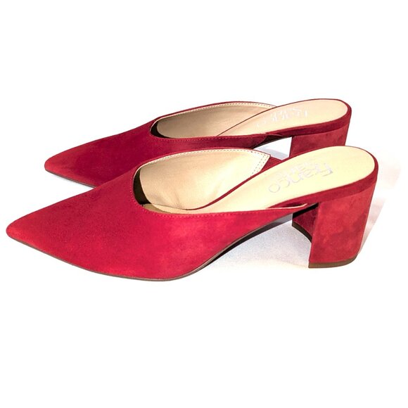 Franco Sarto	| Tamera Crimson Red Suede Mule Heel | Size 6.5 - Picture 3 of 15